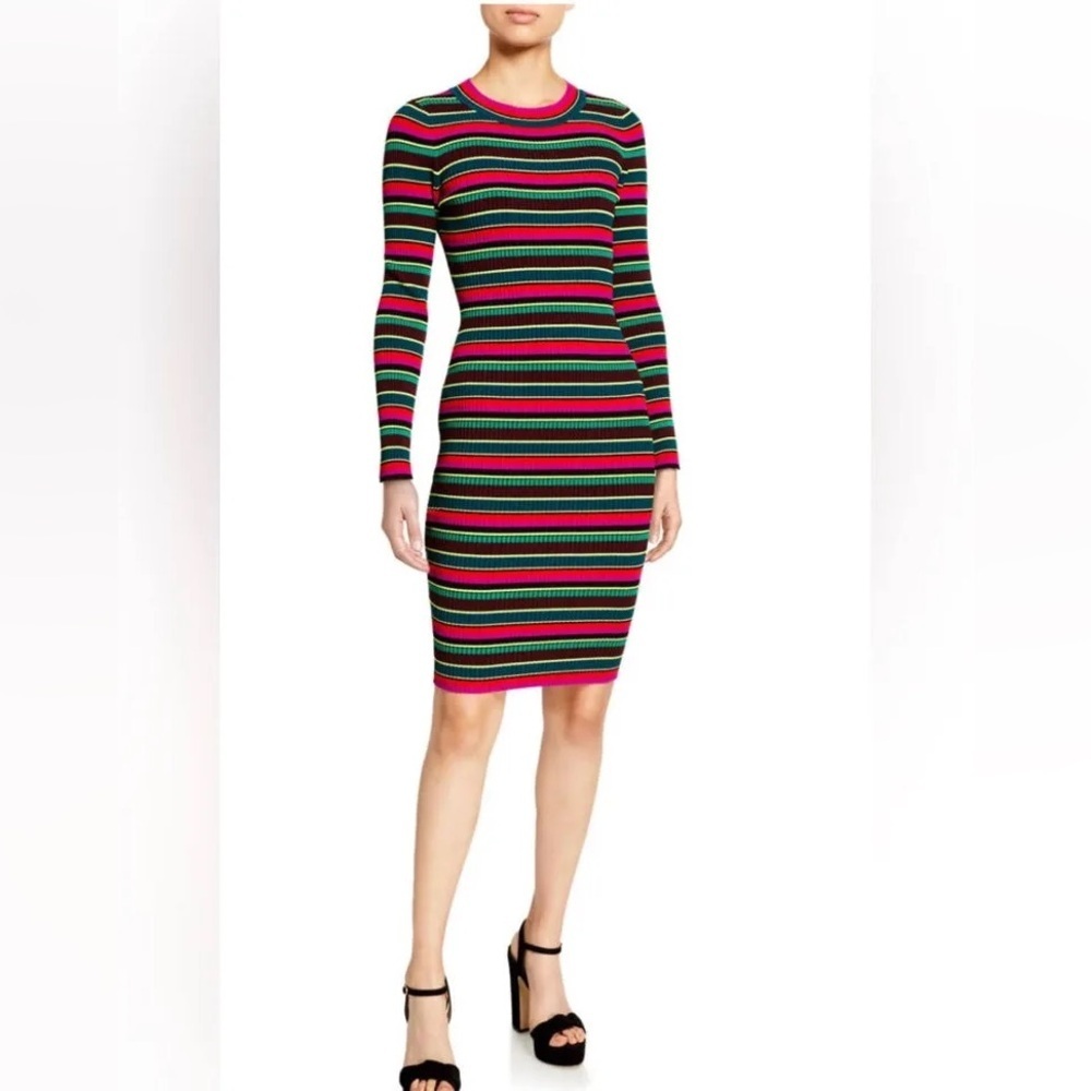 Milly striped rib long sleeve dress sz sm